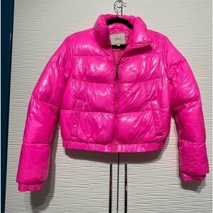 ZIAI SIZE EU 36 PINK PUFFER JACKET WITH TWO SIDE POCKETS AND STAND UP COLAR